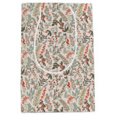 Scandinavische winter bloemen en bessen vakantie medium cadeauzakje (Voorkant)