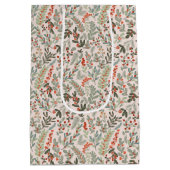 Scandinavische winter bloemen en bessen vakantie medium cadeauzakje (Achterkant)