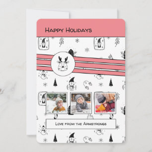 Scandinavische Winter Doodles Foto Kerstmis Feestdagenkaart