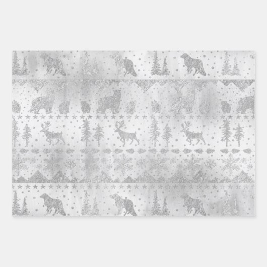 Scandinavische winterdieren in het zeeniveau inpakpapier vel (Voorkant)