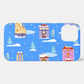 Scandinavische winterhuizen sneeuwpatroon Case-Mate iPhone case (Achterkant (horizontaal))
