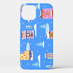 Scandinavische winterhuizen sneeuwpatroon Case-Mate iPhone case