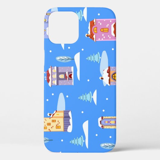 Scandinavische winterhuizen sneeuwpatroon Case-Mate iPhone case (Achterkant)