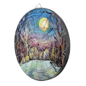 Scandinavische Winternacht Volle Maan in Zweden Dartbord (Voorkant Rechts)