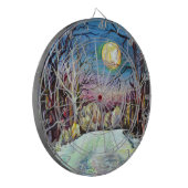 Scandinavische Winternacht Volle Maan in Zweden Dartbord (Voorkant Links)