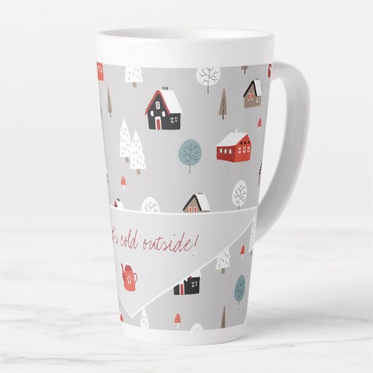 Scandinavische winterpatroon typografie latte mok (Rechterhoek)