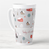 Scandinavische winterpatroon typografie latte mok (Linkerhoek)