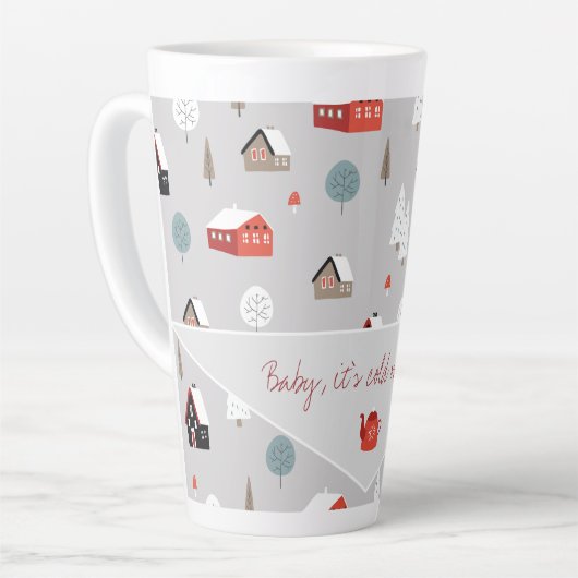 Scandinavische winterpatroon typografie latte mok (Linkerhoek)