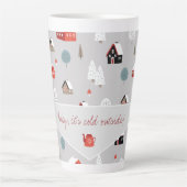 Scandinavische winterpatroon typografie latte mok (Voorkant)