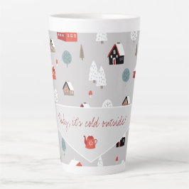 Scandinavische winterpatroon typografie latte mok