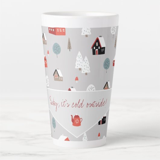 Scandinavische winterpatroon typografie latte mok (Voorkant)