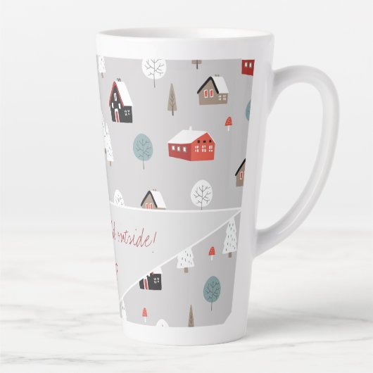 Scandinavische winterpatroon typografie latte mok (Rechts)