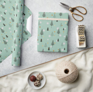Scandinavische winterpingbomen cadeaupapier