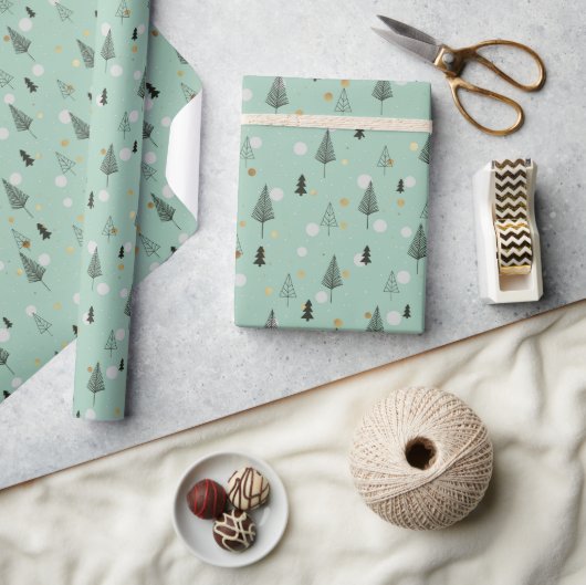 Scandinavische winterpingbomen cadeaupapier (Crafts)