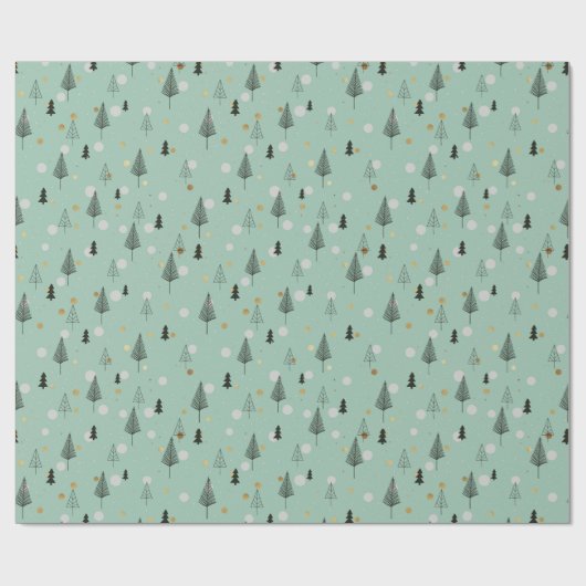 Scandinavische winterpingbomen cadeaupapier (Vlak)