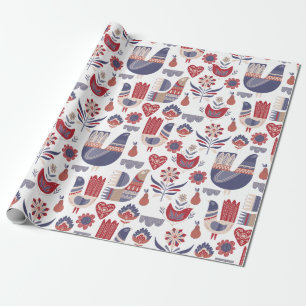 Scandinavische wintervogels cadeaupapier