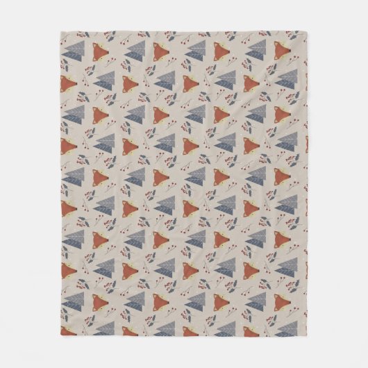 Scandinavische Wintervos & Hulstbos Fleece Deken (Voorkant)