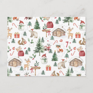 Scandinavische winterwonderland bosdieren ce briefkaart
