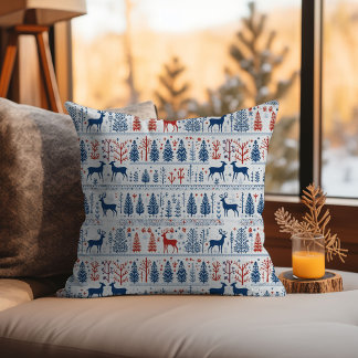 Scandinavische Witte Kerst Herten Folk Nordic Art Kussen