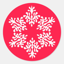 Scandinavische witte kerst Snowflake Ronde Sticker