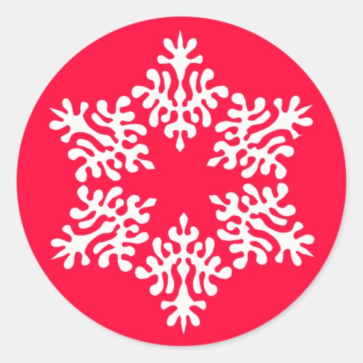 Scandinavische witte kerst Snowflake Ronde Sticker (Voorkant)