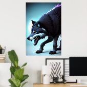 Scandinavische wolf met tanden | AI Art Poster (Thuiskantoor)