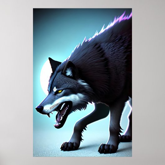 Scandinavische wolf met tanden | AI Art Poster (Voorkant)