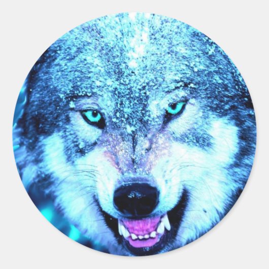 Scandinavische wolf ronde sticker (Voorkant)