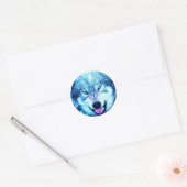 Scandinavische wolf ronde sticker (Envelop)