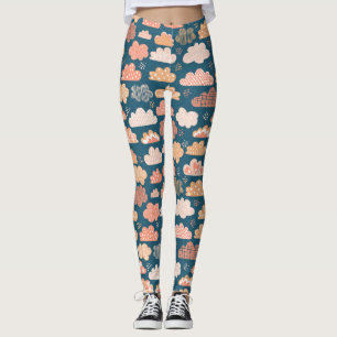 Scandinavische wolken: gouden kinderachtige patron leggings