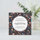 Scandinavische zomerbloemen Dark Boho Verloving Kaart (Staand voorkant)