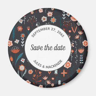 Scandinavische zomerbloemen donker sparen datum magneet