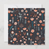 Scandinavische zomerbloemen Donkere bruiloft Kaart (Achterkant)