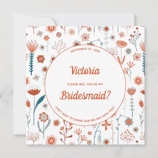 Scandinavische zomerbloemen zijn mijn Bridesmaid Kaart (Voorkant)