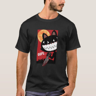 Scandinavische zwarte kat met kindermeisje Hallowe T-shirt