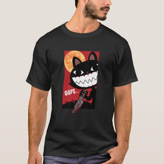 Scandinavische zwarte kat met kindermeisje Hallowe T-shirt (Voorkant)
