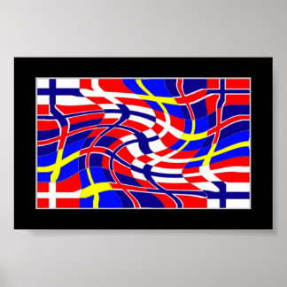Scandinavy Wavy (Scandinavische vlag) Poster