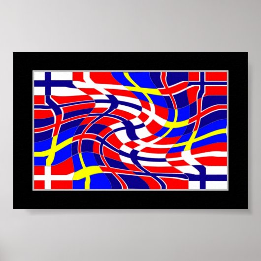 Scandinavy Wavy (Scandinavische vlag) Poster (Voorkant)