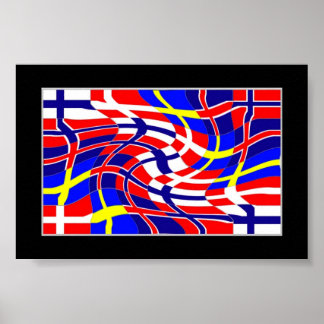 Scandinavy Wavy (Scandinavische vlag) Poster