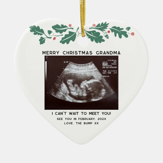 Scanfoto voor Merry Kerstmis Oma Zwangerschap Baby Keramisch Ornament (Voorkant)