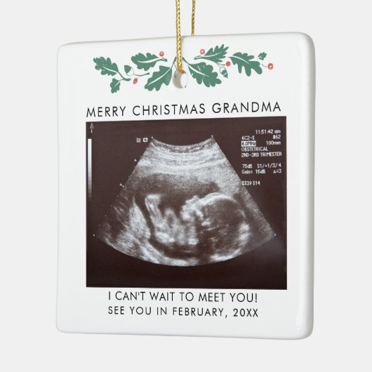 Scanfoto voor Merry Kerstmis Oma Zwangerschap Baby Keramisch Ornament (Links)