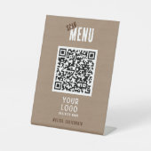 Scanmenu QR-code Rustiek Charm Business Logo Reclamebord Met Voetstuk (Voorkant)