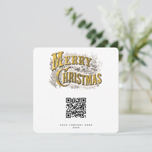 Scannable Kerstman Corporate Business QR Code Feestdagenkaart (Staand voorkant)