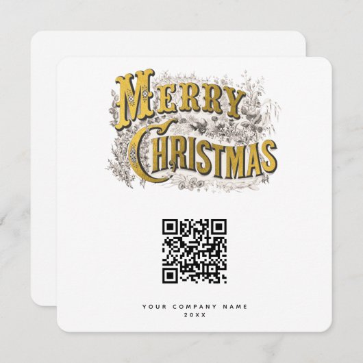 Scannable Kerstman Corporate Business QR Code Feestdagenkaart (Voorkant / Achterkant)