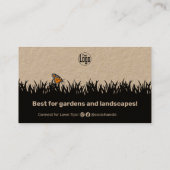 Scannable Khaki en Black Lawn Care Service Visitekaartje (Achterkant)