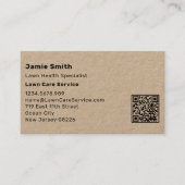 Scannable Khaki en Black Lawn Care Service Visitekaartje (Voorkant)
