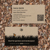 Scannable Khaki en Black Lawn Care Service Visitekaartje