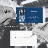Scannable Photo QR Code Persoonlijk Bericht Blauw Visitekaartje