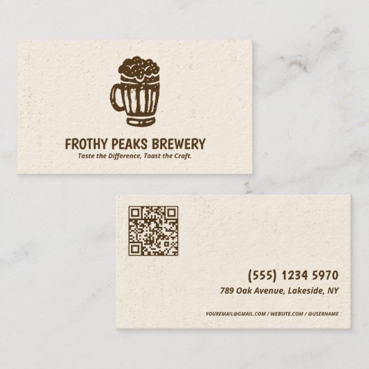 Scannable QR Brewery Visitekaartje (Voorkant / Achterkant)