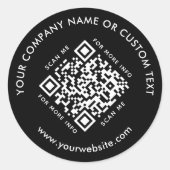 Scannable QR Code Bedrijf Modern Zwart Ronde Sticker (Voorkant)